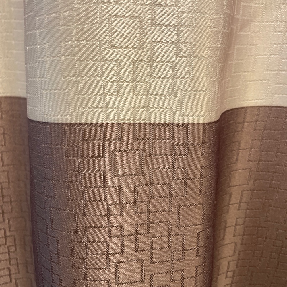 Like New Contemporary Shower Curtain with hooks and liners.